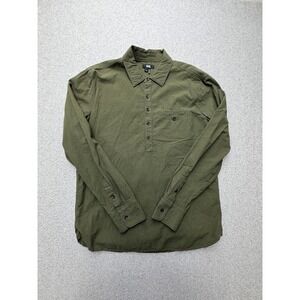 Paige Shirt Mens Medium Green Solid Long Sleeve Button Front Pullover Casual